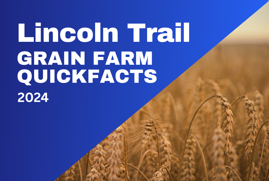 "2024 Lincoln Trail Grain Farm QuickFacts" over a wheat field