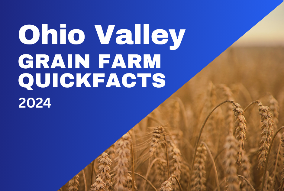 "2024 Ohio Valley Grain Farm QuickFacts" over a wheat field